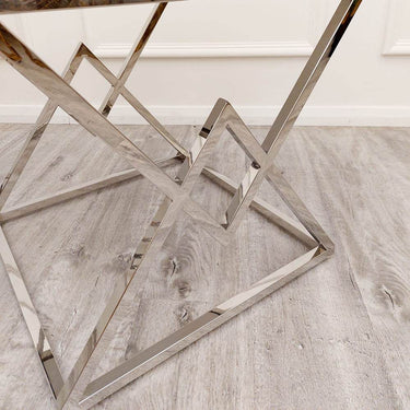 Vesta Chrome Lamp Table With Stomach Ash Sintered Stone Top - 55cm Luxury Design - UK Luxury Furniture